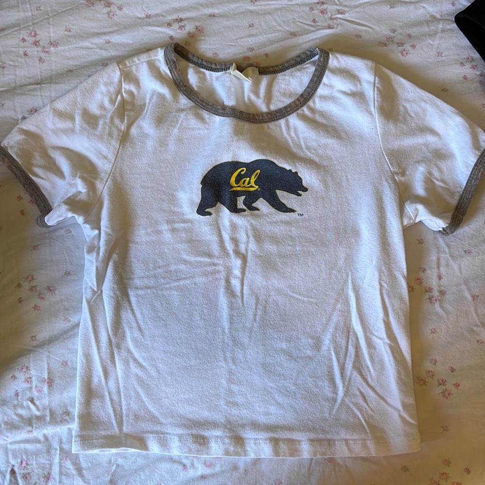 White cal Berkeley crop top